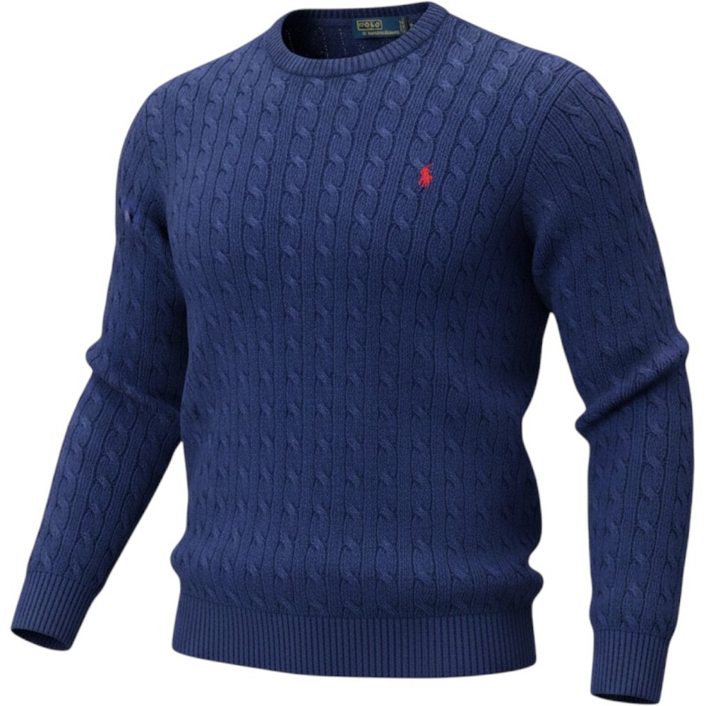 Polo Ralph Lauren Sweater Mens XXL Cable Knit Royal Blue Lambswool EUC